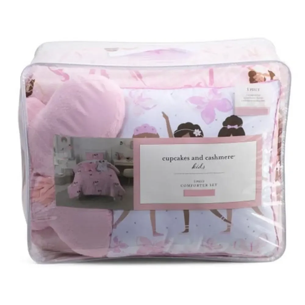 NEW Cupcakes & Cashmere Kids Pink Ballet 5 Piece Comforter Set Full/Queen
